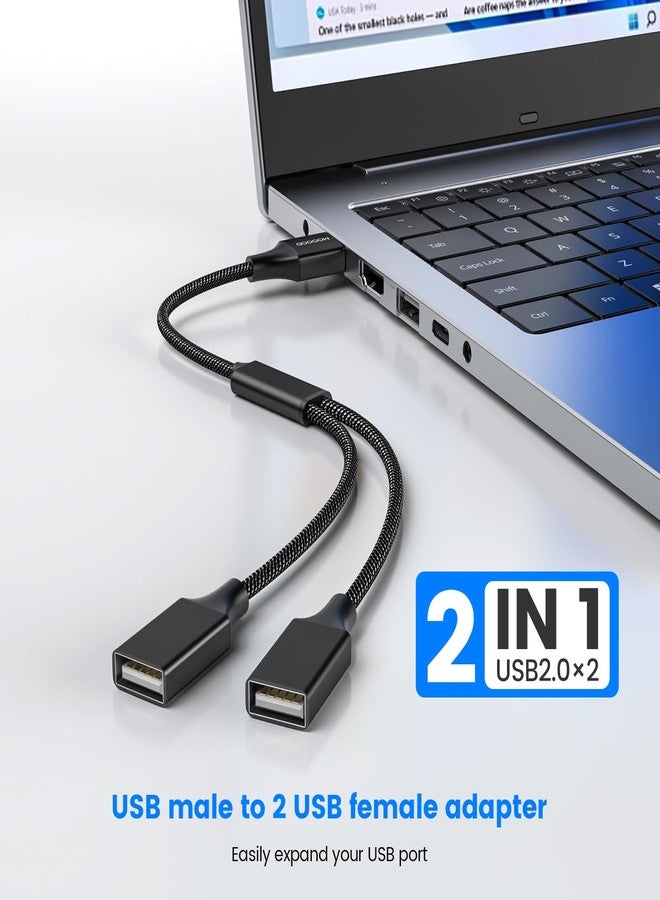 MOGOOD USB y Splitter Adapter Dual USB 2.0 Power Cord Extension Type A Splitter Cable for Charging/Data Transfer/Laptop/Mac/Car - Image 3